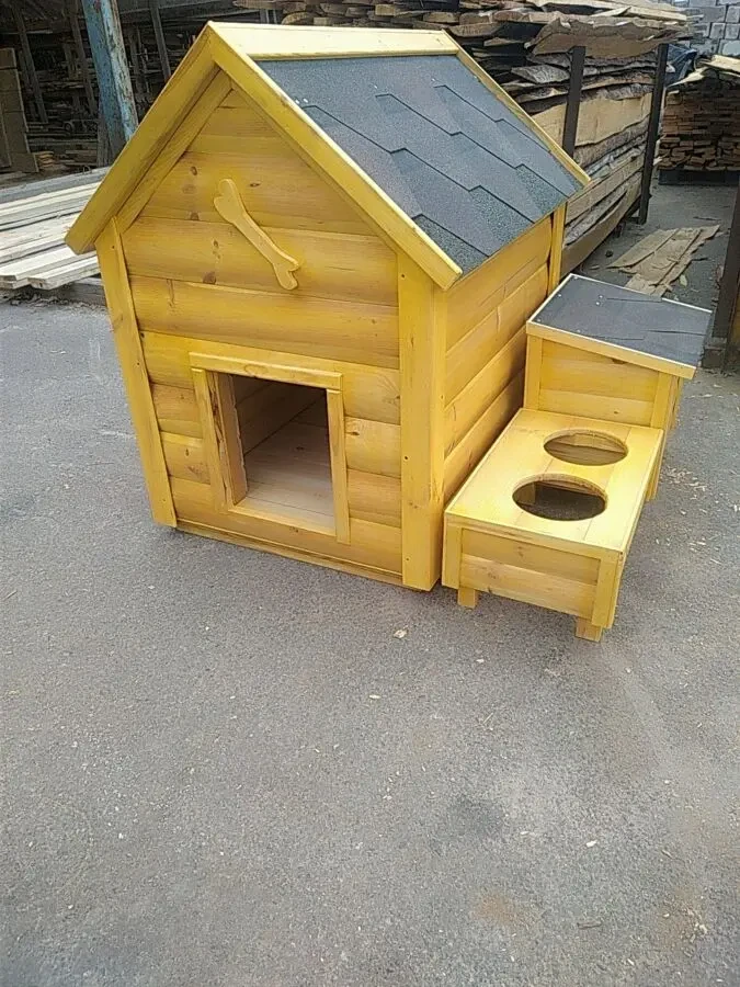 Будка для собак утепленная. будка для собаки из дерева. собачья будка. 7