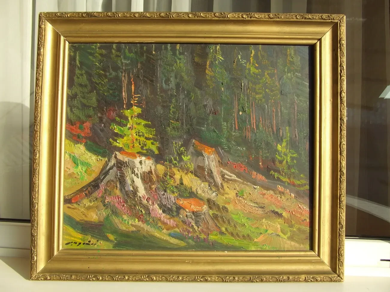 Нар.худ.укр.ШУТЕВ И.раз.55х45см.к.м. начало 1970 гг. В лесу.Закарпатск 4