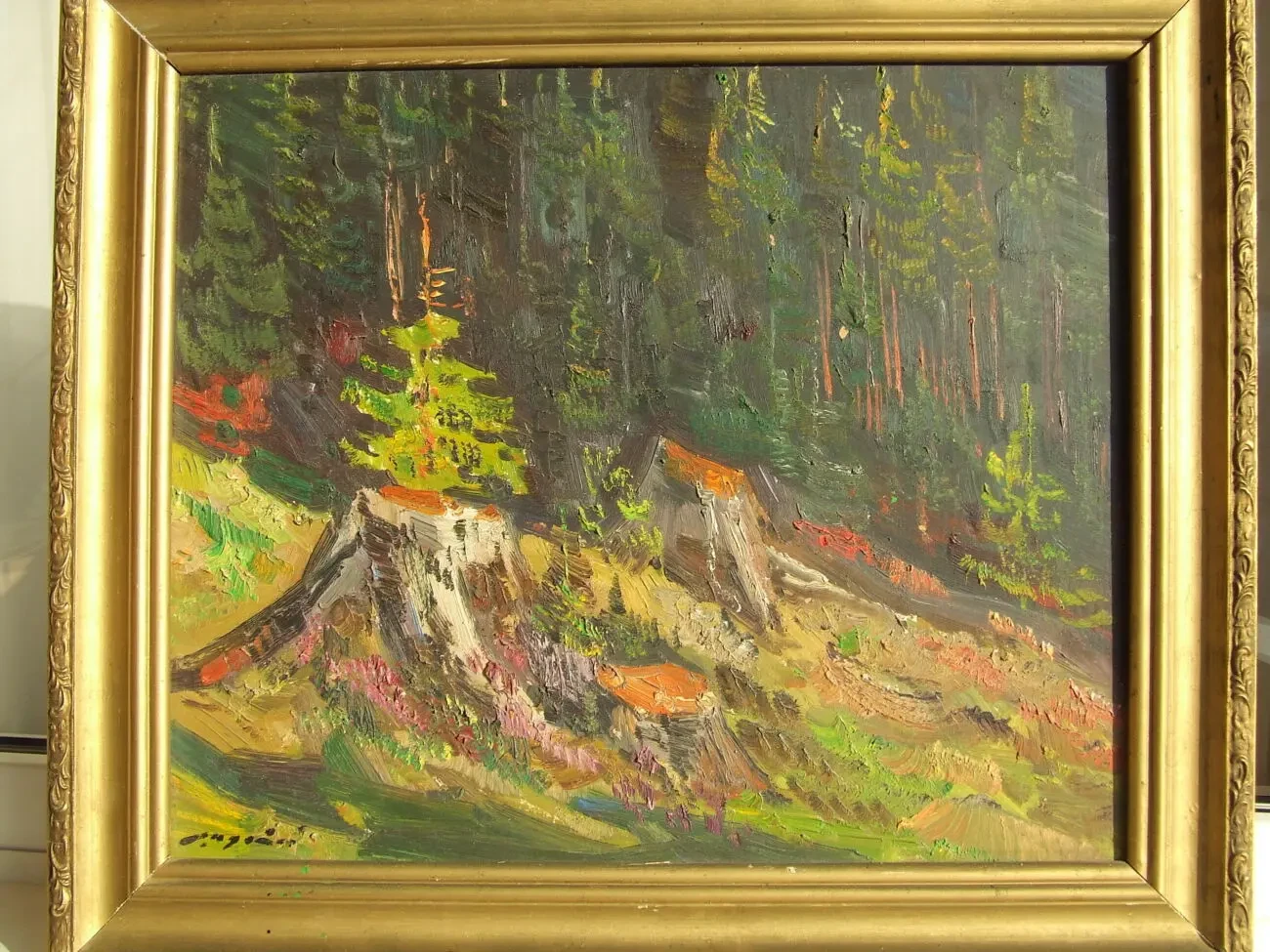 Нар.худ.укр.ШУТЕВ И.раз.55х45см.к.м. начало 1970 гг. В лесу.Закарпатск