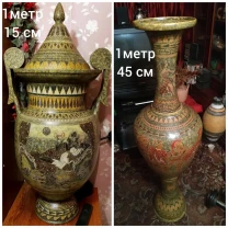 Две большие напольные вазы по цене одной. Ручная роспись.