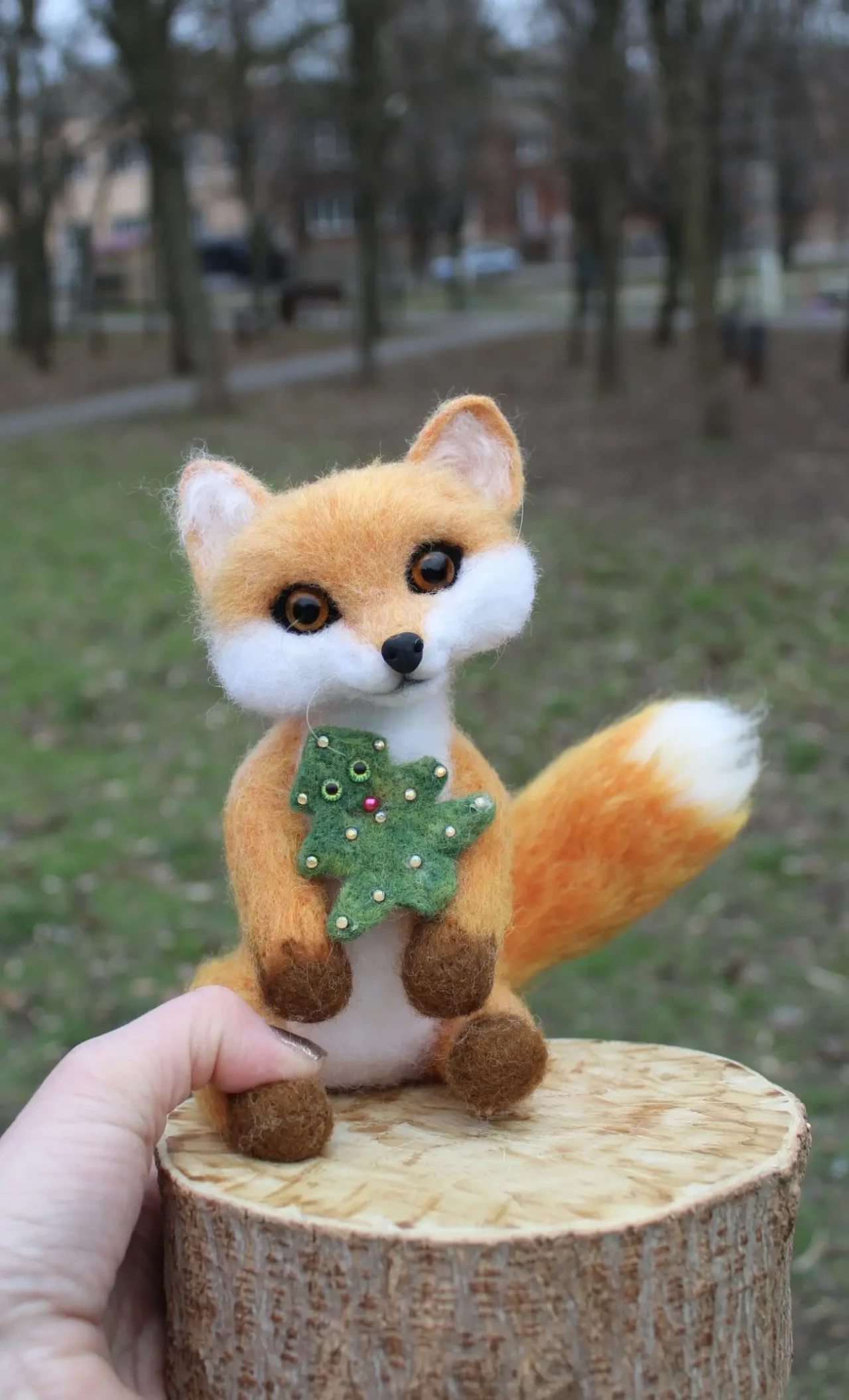 Упоротый Лис игрушка хендмєйд валяная из шерсти лиса интерьерная ліса 3