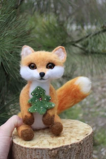 Упоротый Лис игрушка хендмєйд валяная из шерсти лиса интерьерная ліса