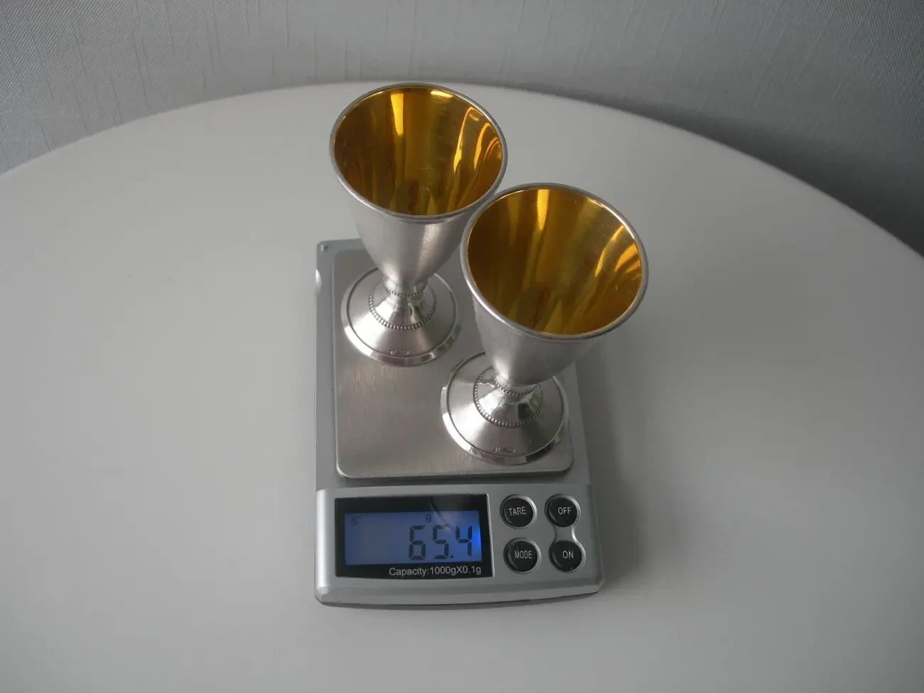 Рюмки, пара, серебро 875, 65.4 грамма, люкс 8