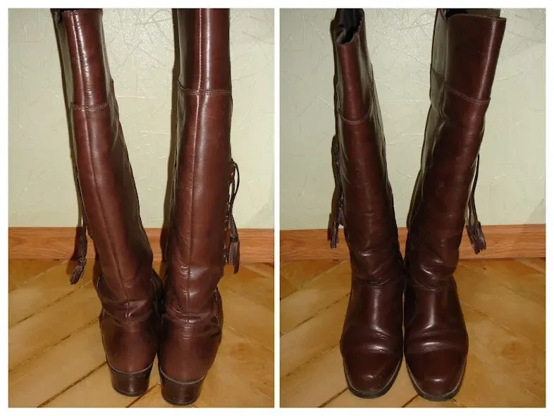 САПОГИ/чоботи 38 р., ШКІРА, коричневі, зимові, теплі; 24,5 см; ІТАЛІЯ 2