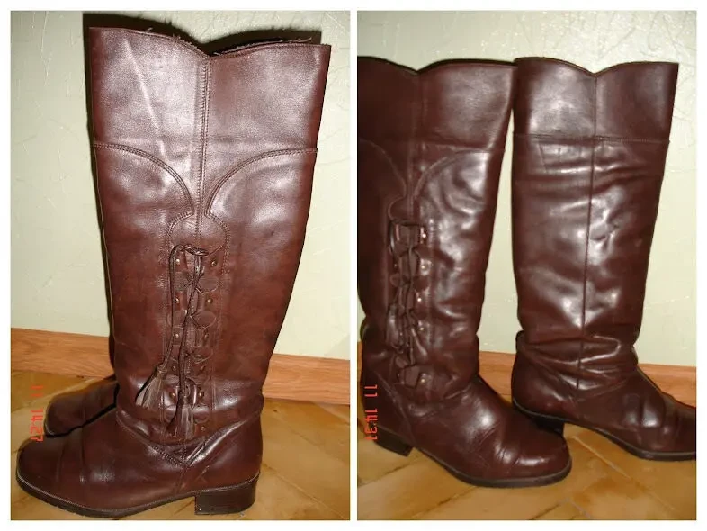 САПОГИ/чоботи 38 р., ШКІРА, коричневі, зимові, теплі; 24,5 см; ІТАЛІЯ