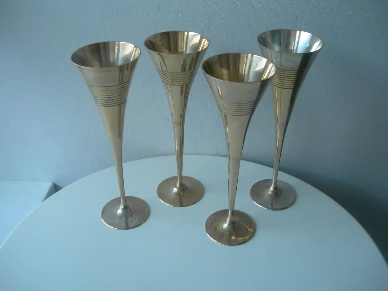 Бокалы, бронза, Англия, большие, высота 24 см, набор 8