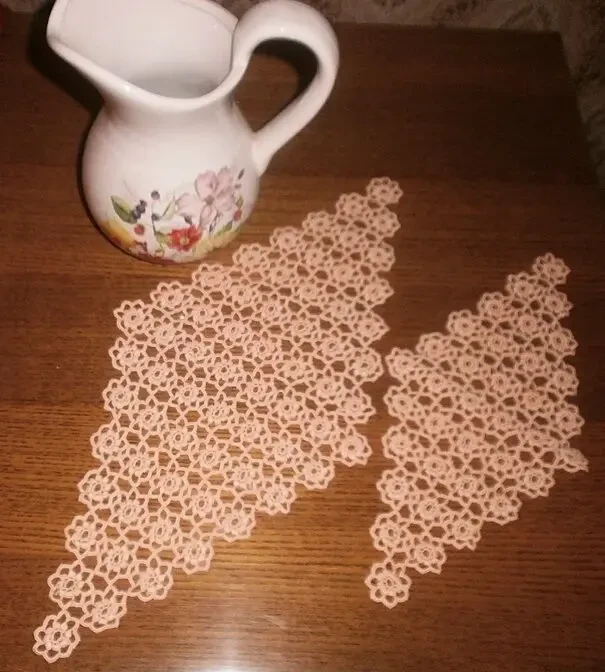 Салфетки панно новый набор из 2-х Ромбы нежного абрикосового цвета