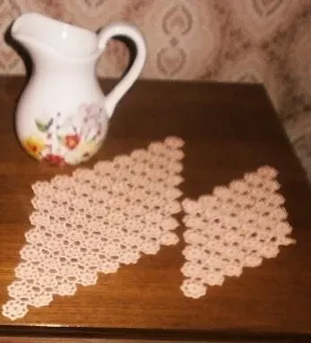 Салфетки панно новый набор из 2-х Ромбы нежного абрикосового цвета 9