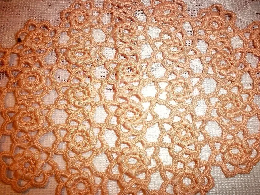 Салфетки панно новый набор из 2-х Ромбы нежного абрикосового цвета 6