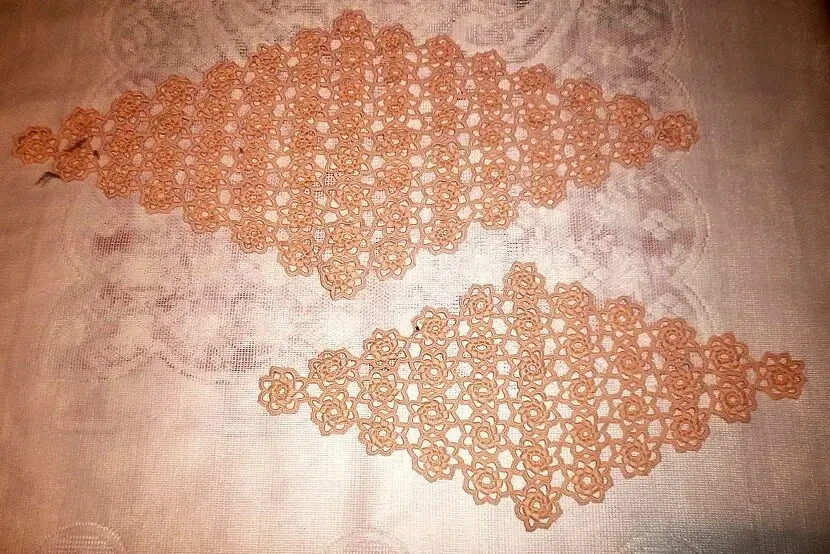 Салфетки панно новый набор из 2-х Ромбы нежного абрикосового цвета 4