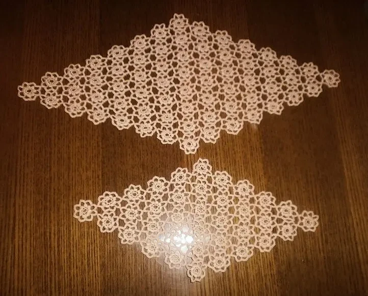 Салфетки панно новый набор из 2-х Ромбы нежного абрикосового цвета 2