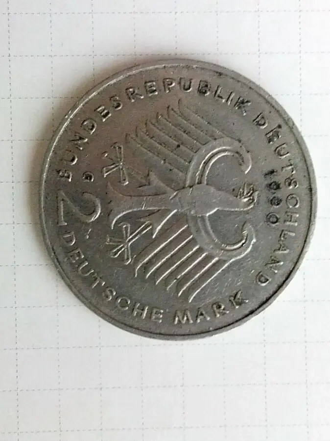 монета ФРГ 1990 года номинал 2 марки