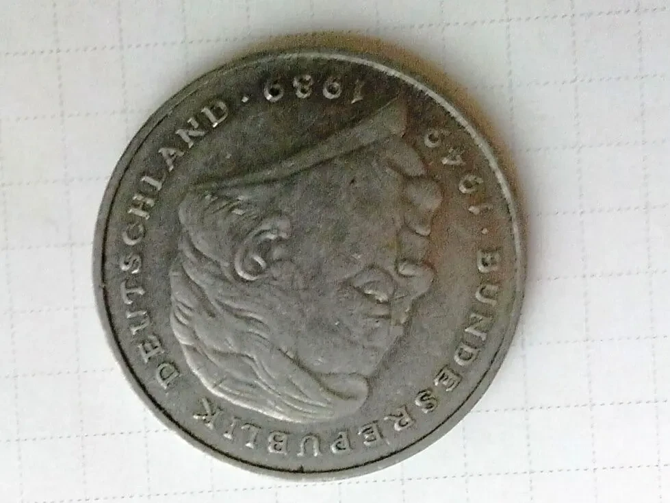 монета ФРГ 1990 года номинал 2 марки 2