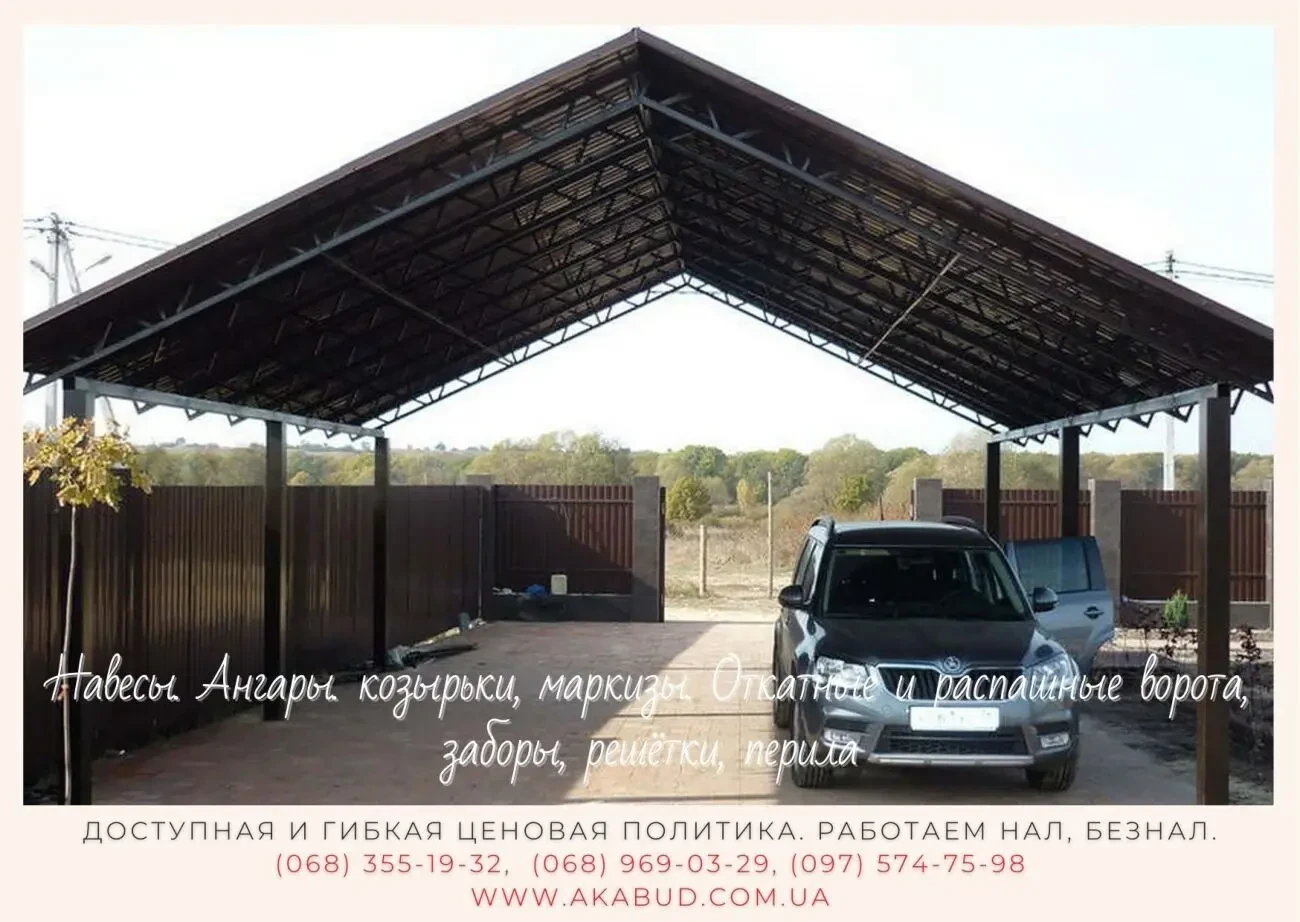 Навесы. Ангары. Козырьки, маркизы. Откатные и распашные ворота, заборы 8