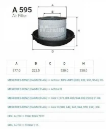 Фильтр воздушный Mercedes-Benz DAIMLER-AG Actros
