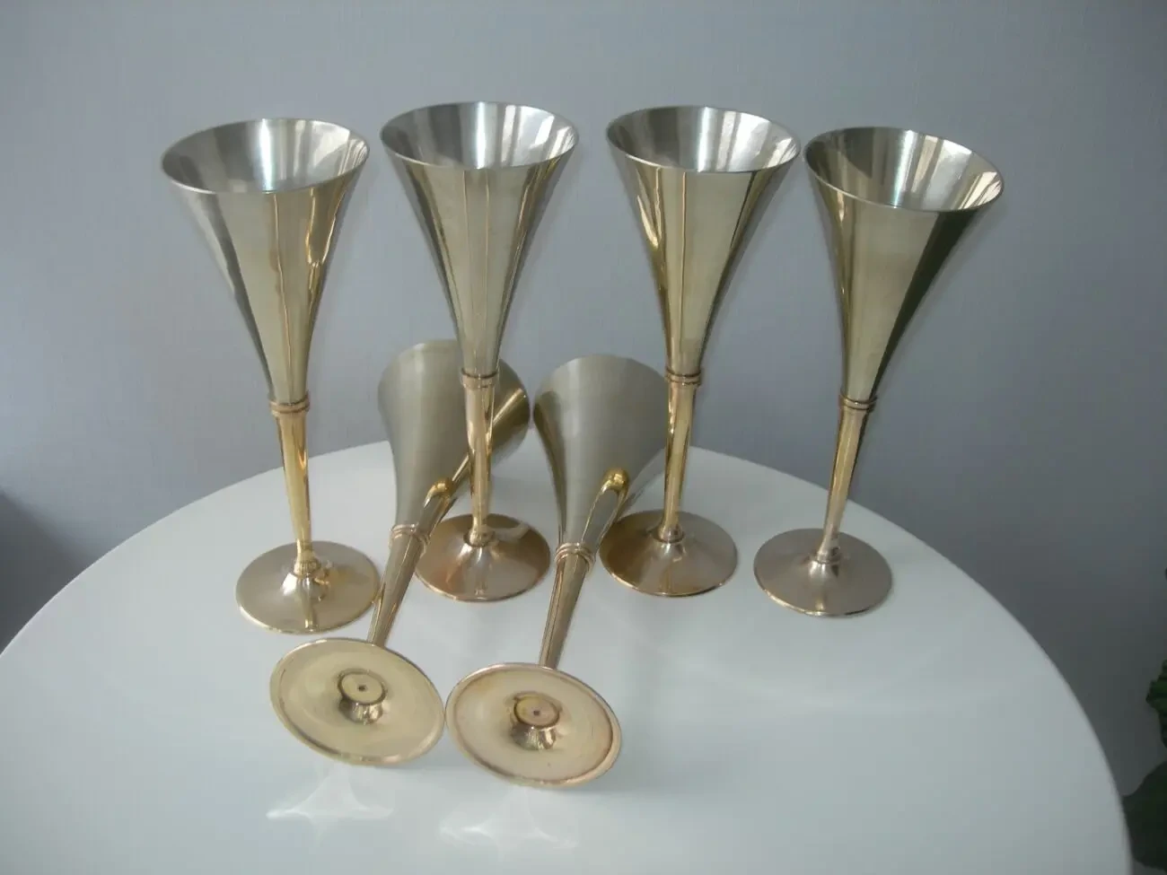 Бокалы, бронза, Англия, двухцветные, 23 см, 6 шт 7