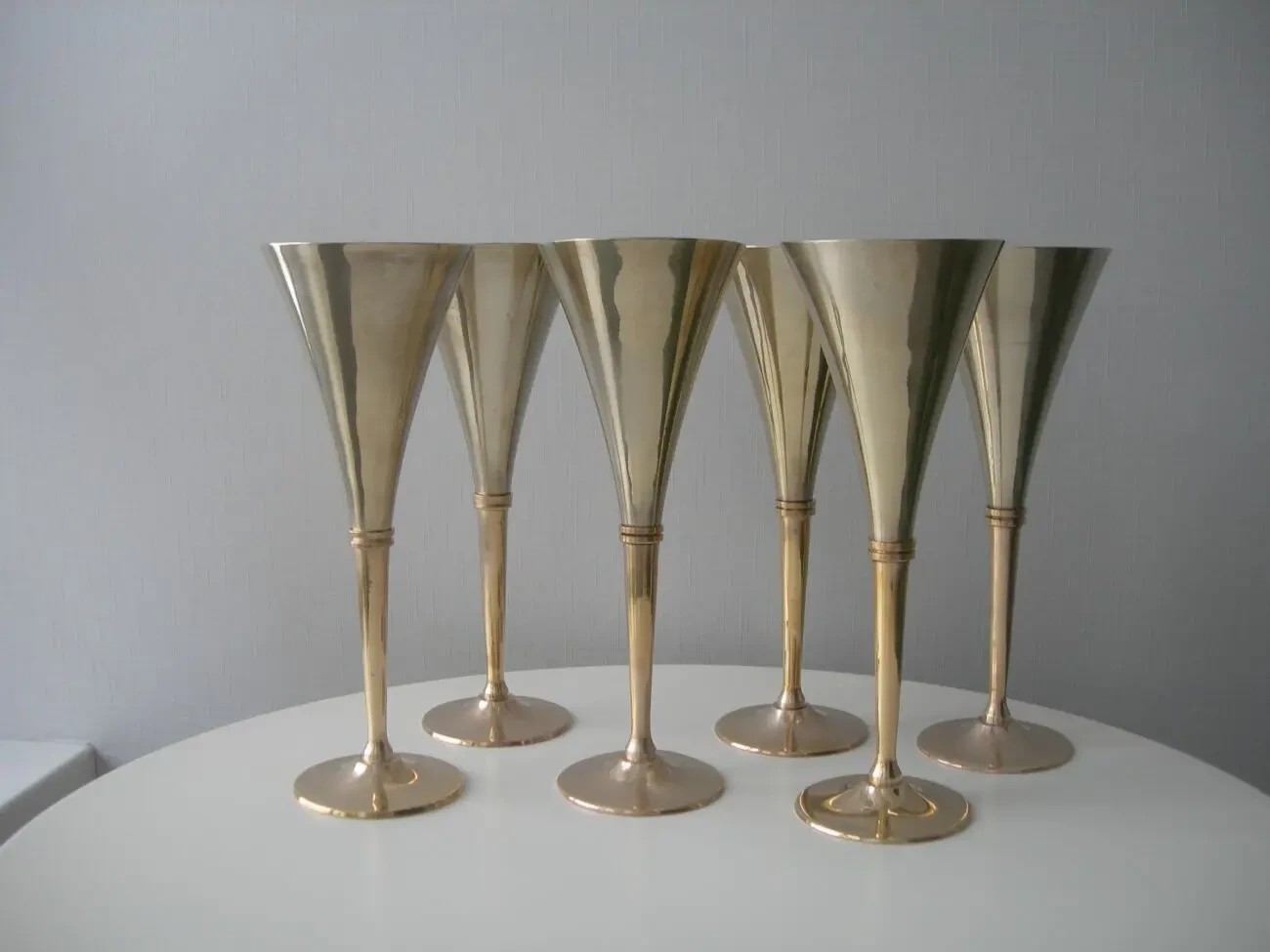 Бокалы, бронза, Англия, двухцветные, 23 см, 6 шт 2