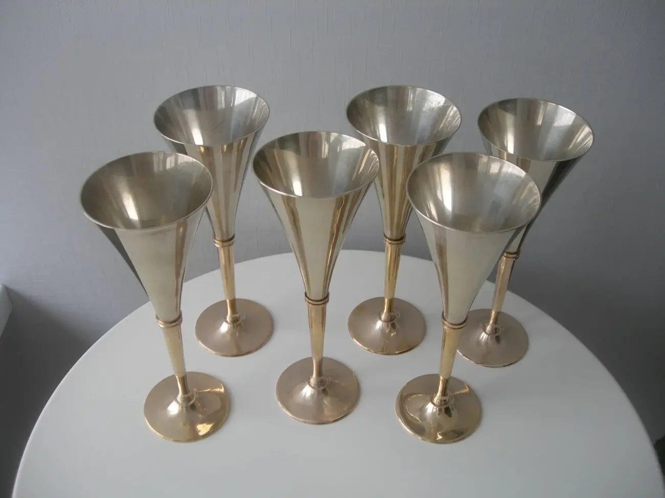 Бокалы, бронза, Англия, двухцветные, 23 см, 6 шт 6