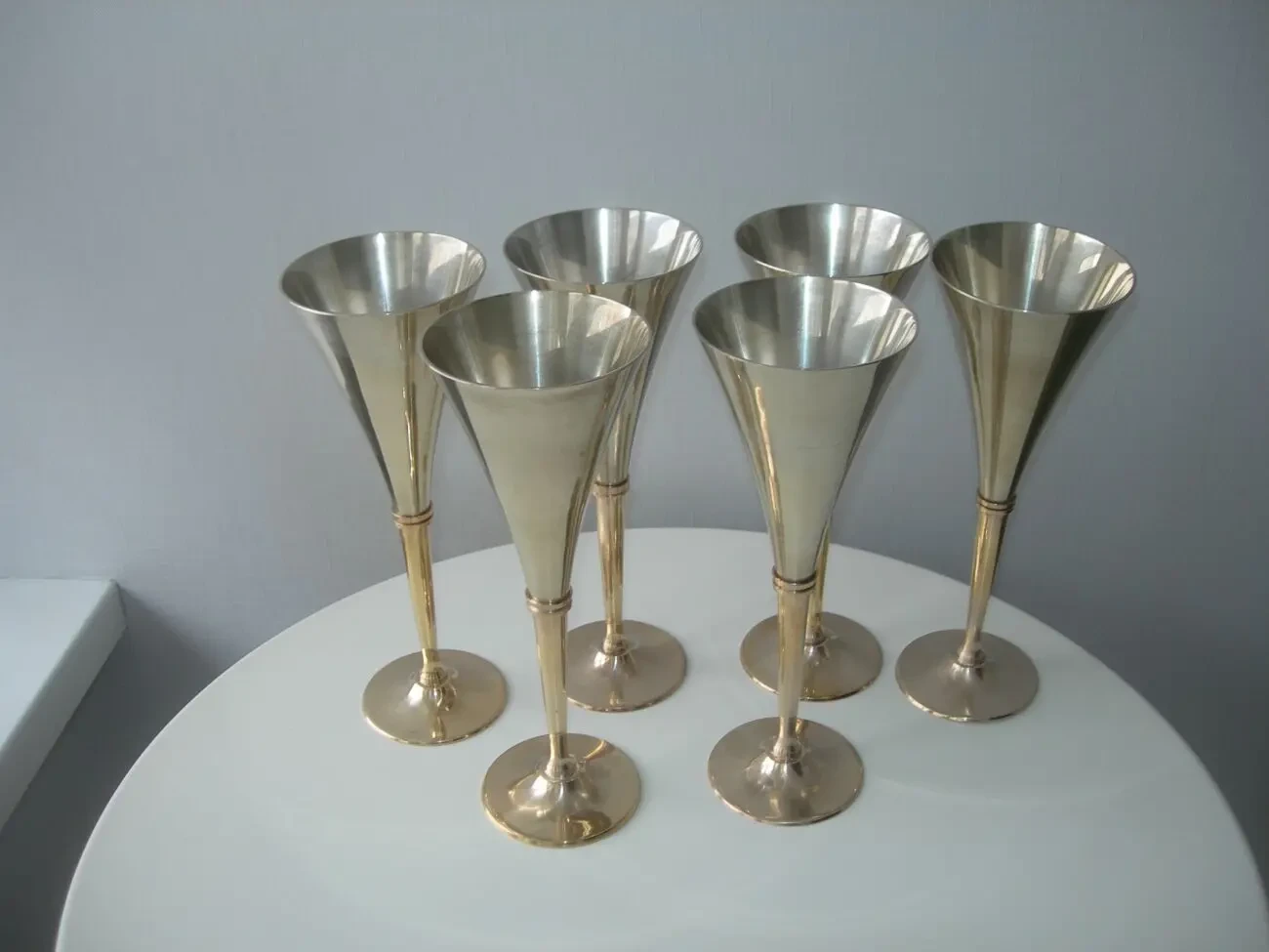 Бокалы, бронза, Англия, двухцветные, 23 см, 6 шт