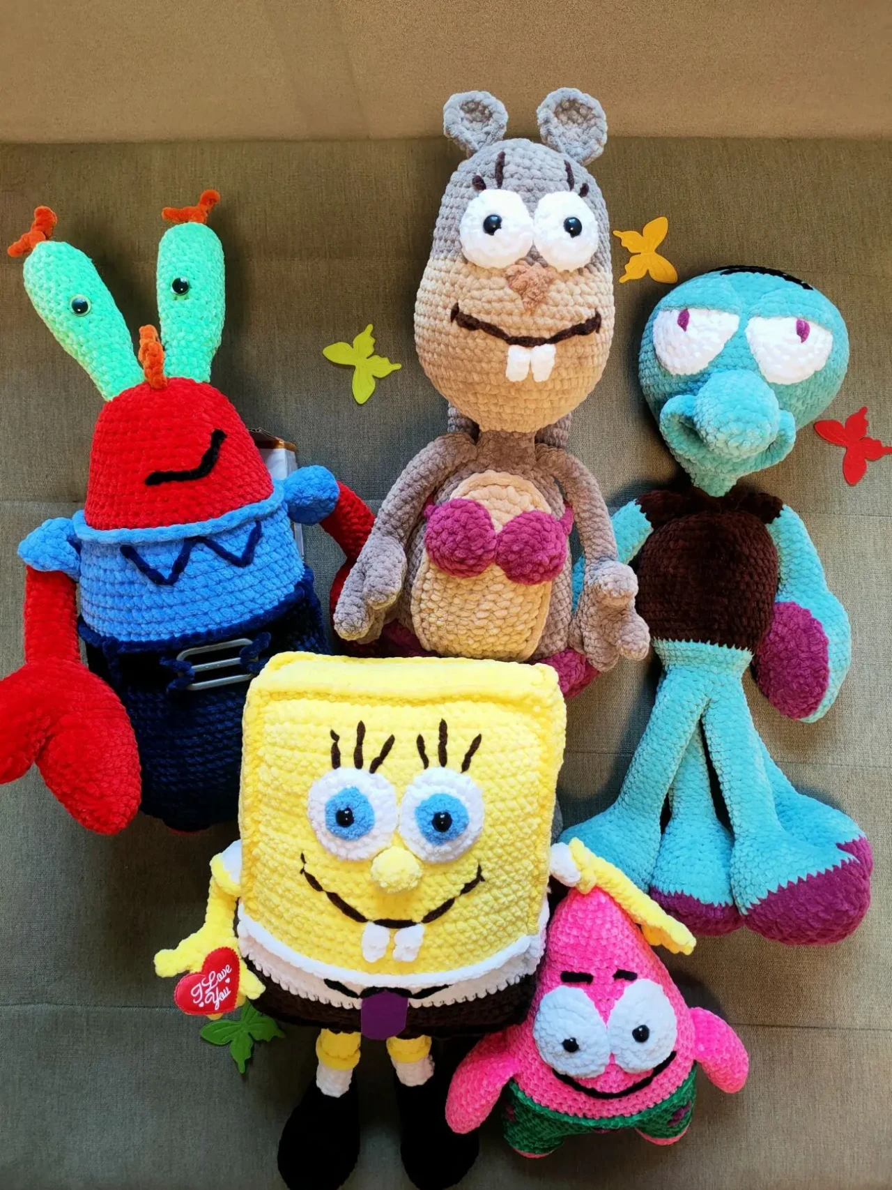 вязана іграшка губка БоБ квадратні штани плюшева ручна робота 10