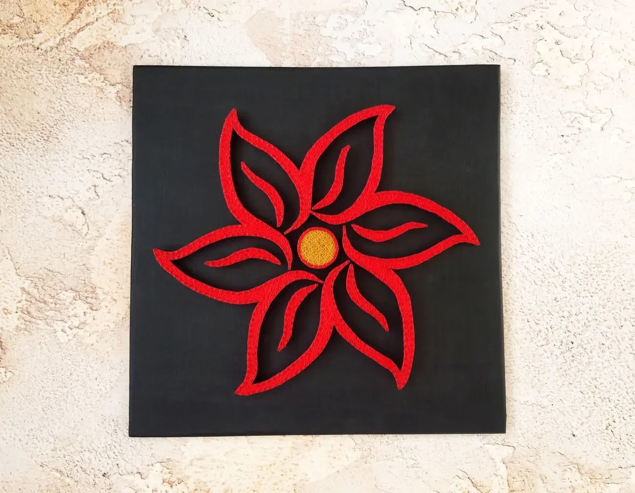 Картина Красный цветок, стринг арт, картина нитками, панно изонить 5