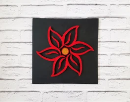 Картина Красный цветок, стринг арт, картина нитками, панно изонить