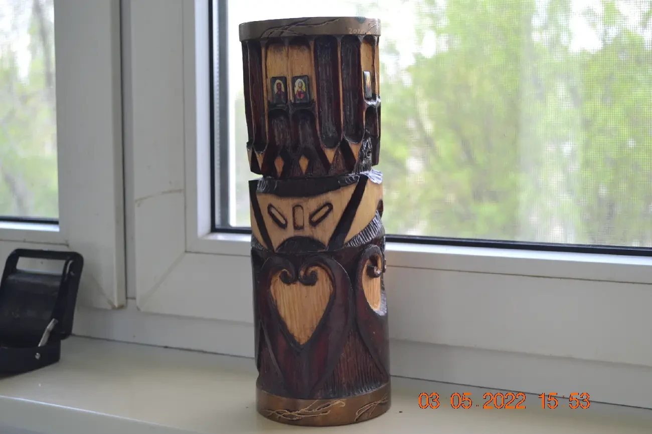 Ваза из дерева для цветов. резьба по дереву 6