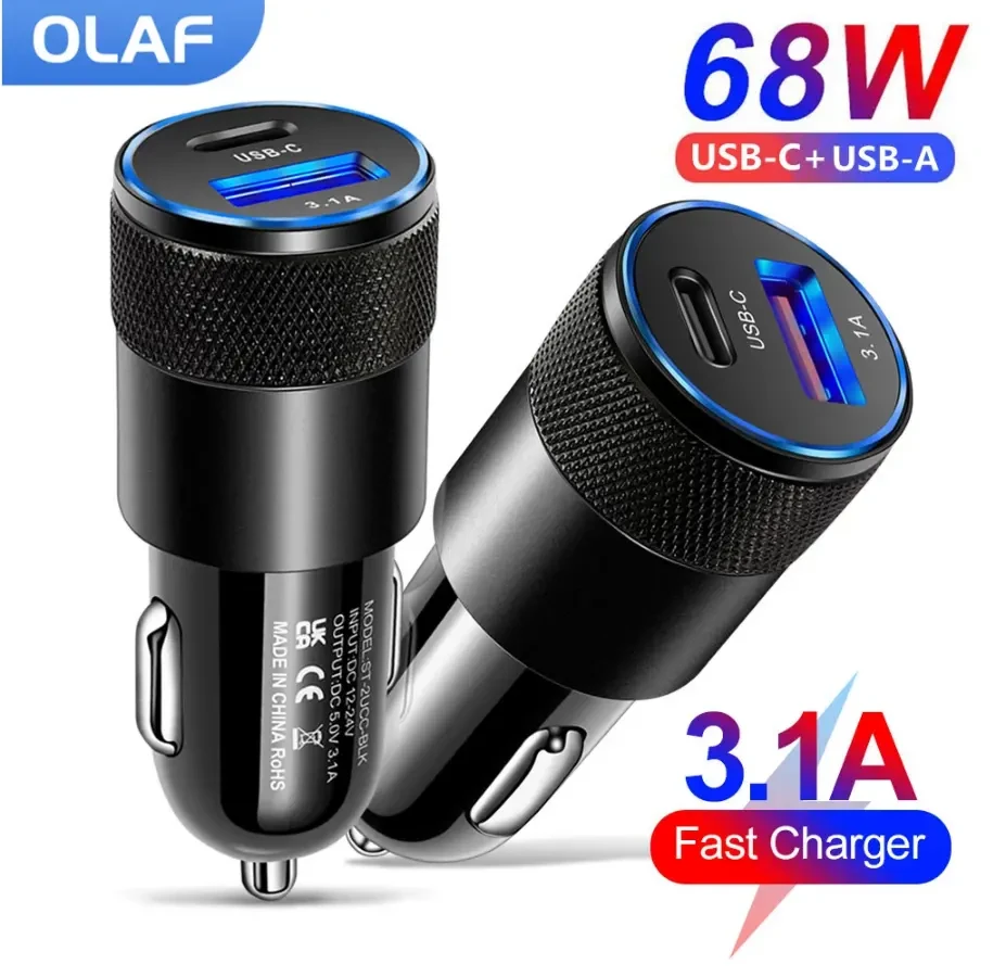 Автомобильное зарядное устройство телефона 3,1а ,с 2 USB + PD портамии