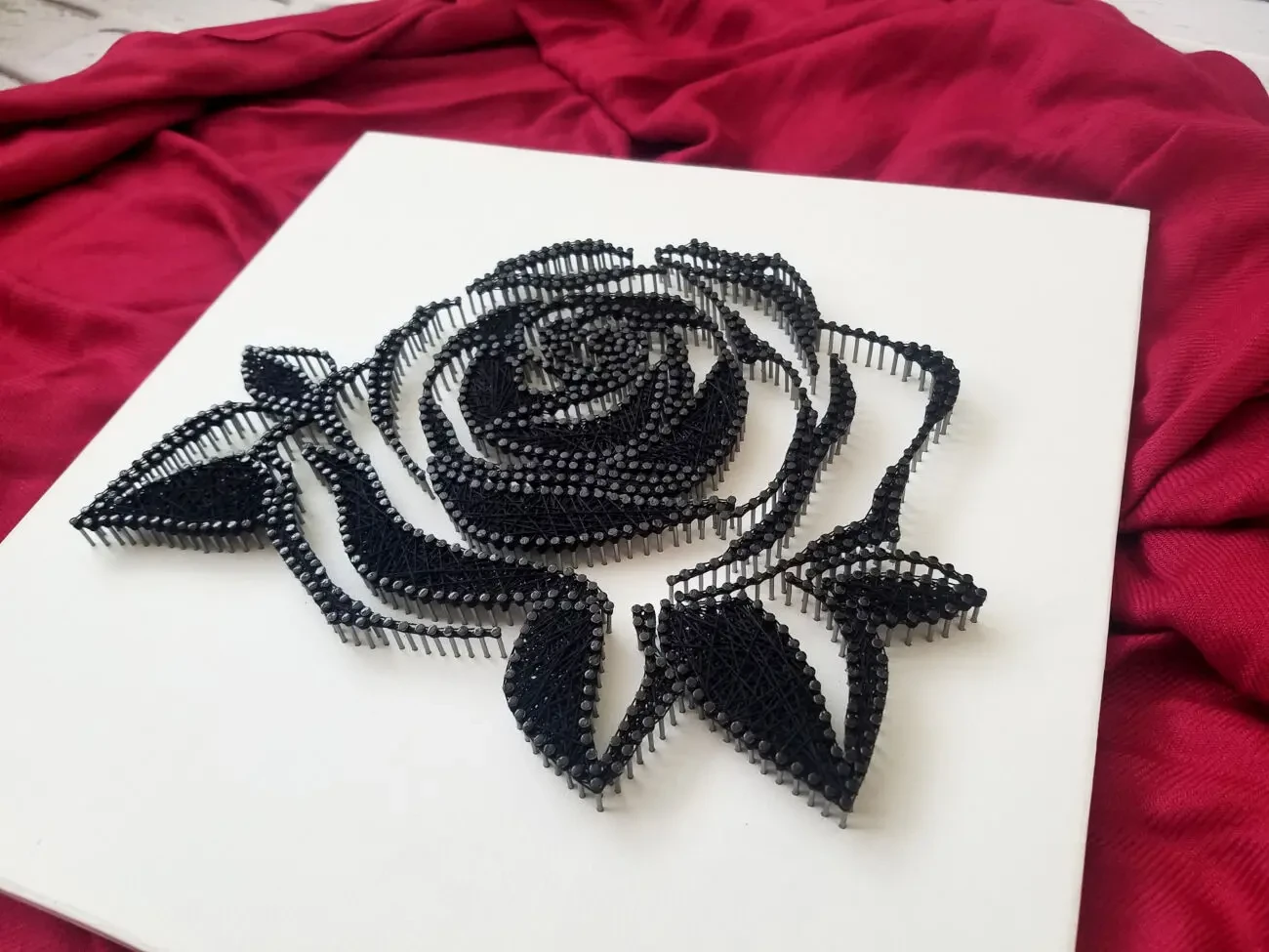 Картина роза, Цветочная мандала, белый декор, стринг арт черная роза 6