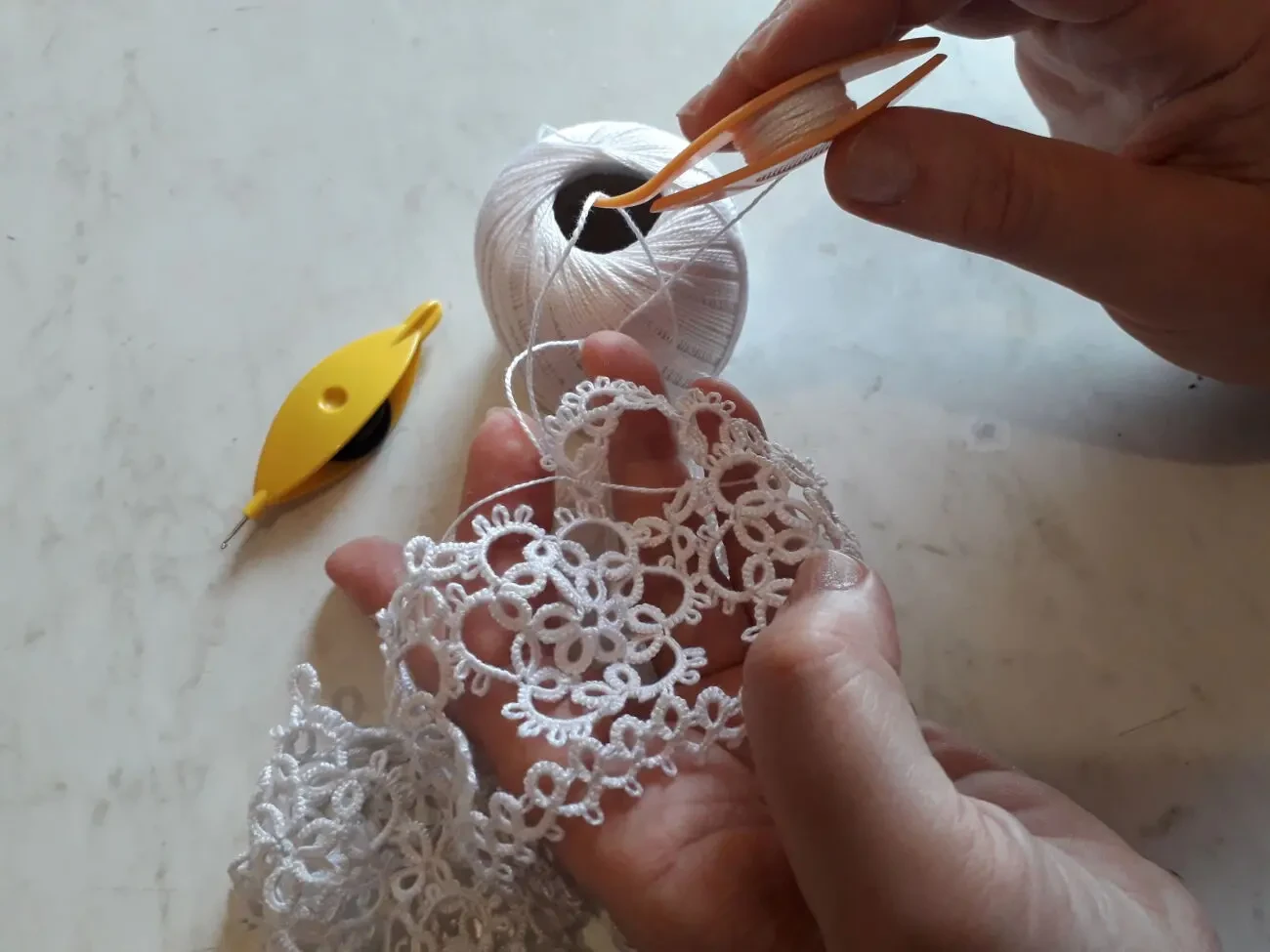 Комір мереживний *Чарівний*. Техніка фріволіте. 5