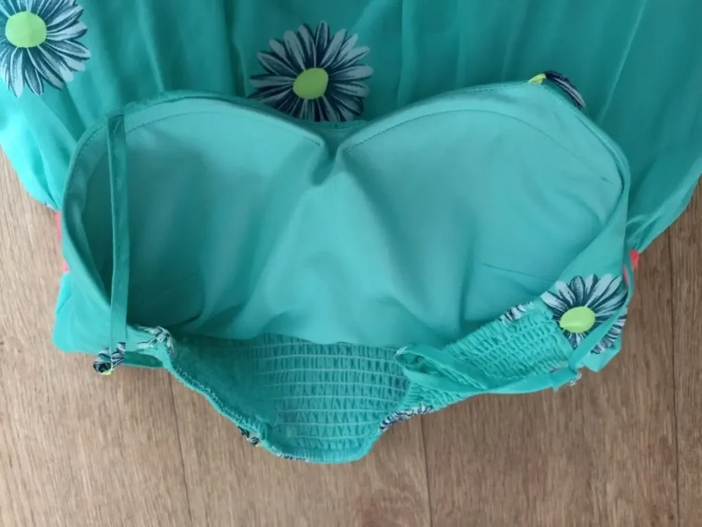 Шифоновый красивый женский сарафан в бабочки с лифом бирюза 4