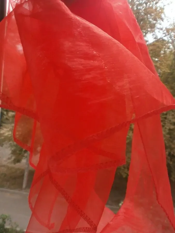 Ткань прозрачный капрон красный 7