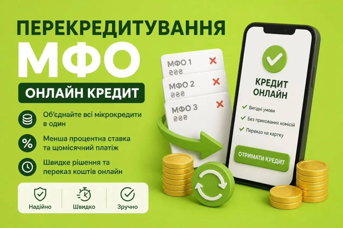 ГРОШІ В БОРГ ОНЛАЙН НА КАРТКУ АБО ГОТІВКОЮ.РЕФІНАНСУВАННЯ